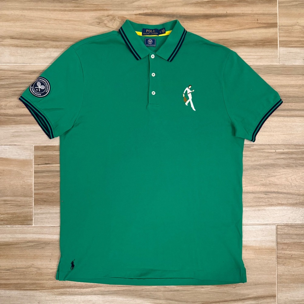 Polo Ralph Lauren Wimbledon Official Outfitter Green Tennis Polo Shirt Mens L